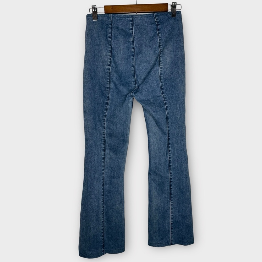 We The Free People Slim Pull On Flare Leg Seamed Jeans Medium Wash 2 26 Regular - Picture 4 of 9